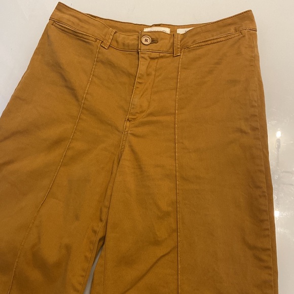Khaki mustard yellow wide, leg pants Chino size 2 - Picture 2 of 4